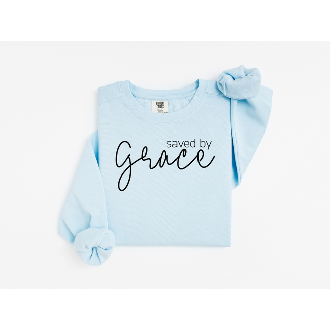 Saved by Grace - Comfort Colors 1566 Crewneck Sweatshirt
