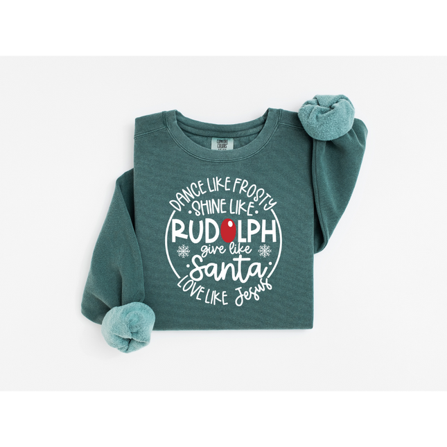 Frosty, Rudolph, Santa, & Jesus - Gildan 5000, Gildan 18000, Comfort Colors 1717, & Comfort Colors 1566