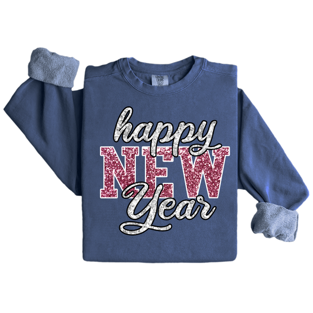 Glitter Happy New Year - Comfort Colors 1717 & Comfort Colors 1566