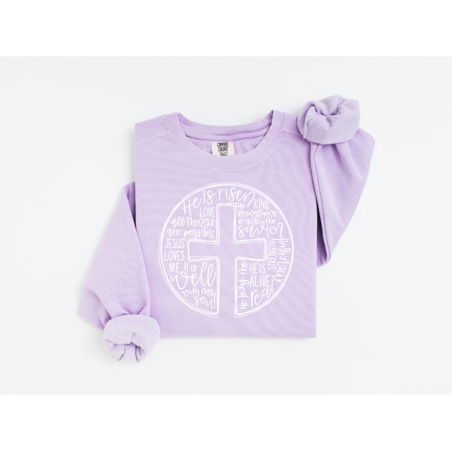 Circle Cross Praising Jesus - Comfort Colors 1566 Crewneck Sweatshirt