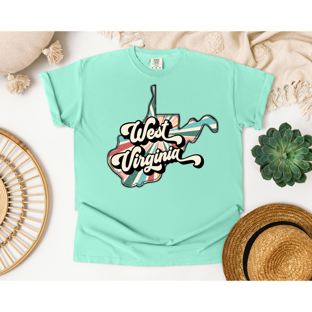 Colorful Retro West Virginia State - Comfort Colors 1717