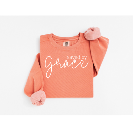 Saved by Grace - Comfort Colors 1566 Crewneck Sweatshirt