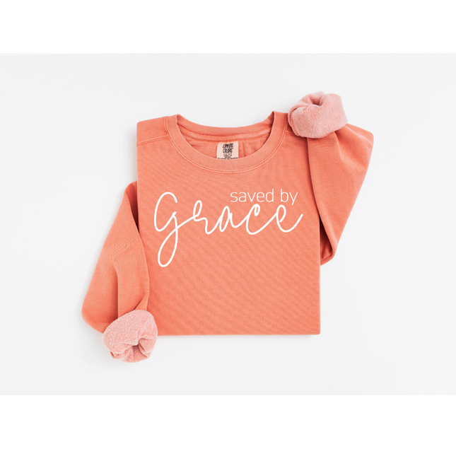 Saved by Grace - Comfort Colors 1566 Crewneck Sweatshirt