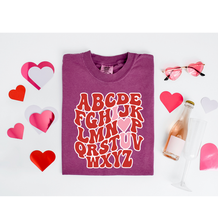 I "Heart" U Alphabet - Gildan 18000, Comfort Colors 1717 & Comfort Colors 1566