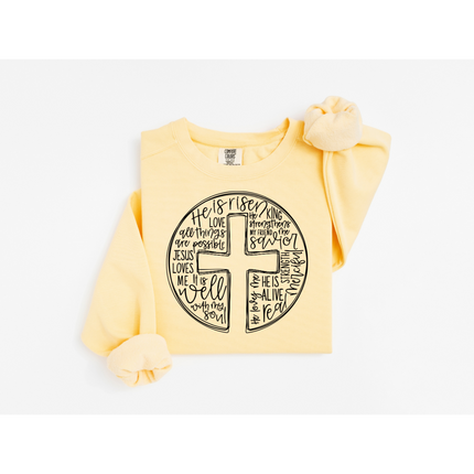 Circle Cross Praising Jesus - Comfort Colors 1566 Crewneck Sweatshirt