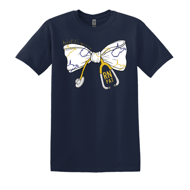 West Virginia Nurse Stethoscope Bow - Gildan Series