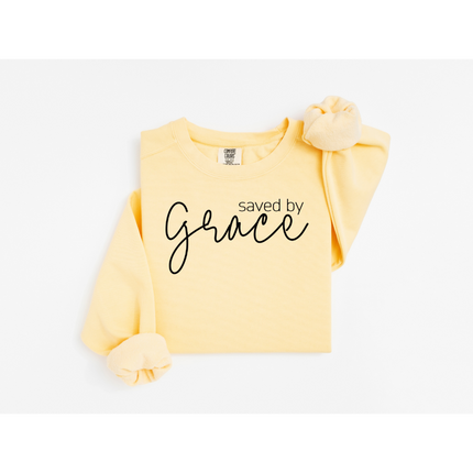 Saved by Grace - Comfort Colors 1566 Crewneck Sweatshirt