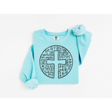Circle Cross Praising Jesus - Comfort Colors 1566 Crewneck Sweatshirt