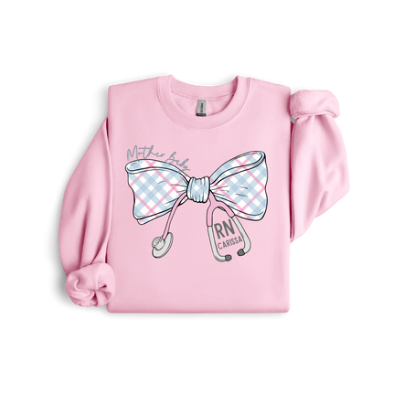 Mother Baby Plaid Pink and Blue Stethoscope Bow - Gildan Series