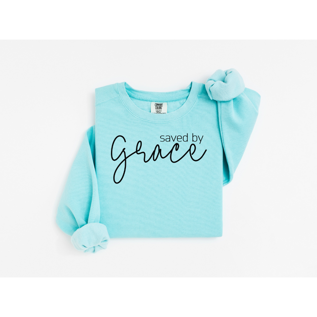 Saved by Grace - Comfort Colors 1566 Crewneck Sweatshirt