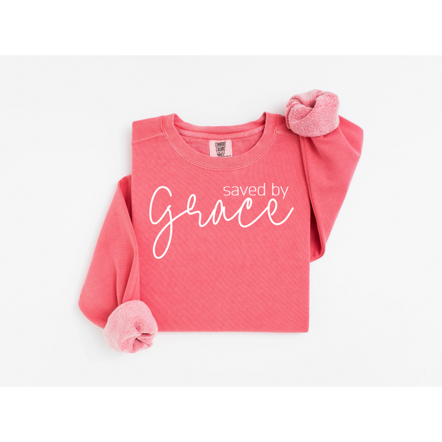 Saved by Grace - Comfort Colors 1566 Crewneck Sweatshirt