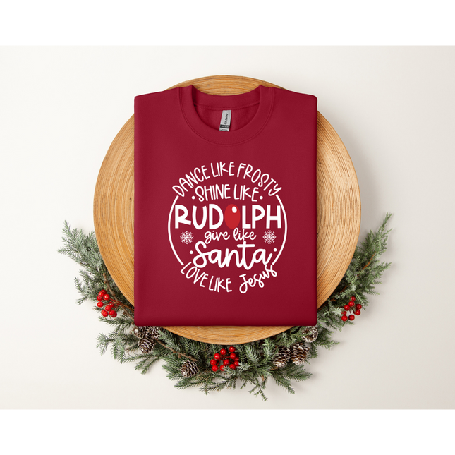 Frosty, Rudolph, Santa, & Jesus - Gildan 5000, Gildan 18000, Comfort Colors 1717, & Comfort Colors 1566