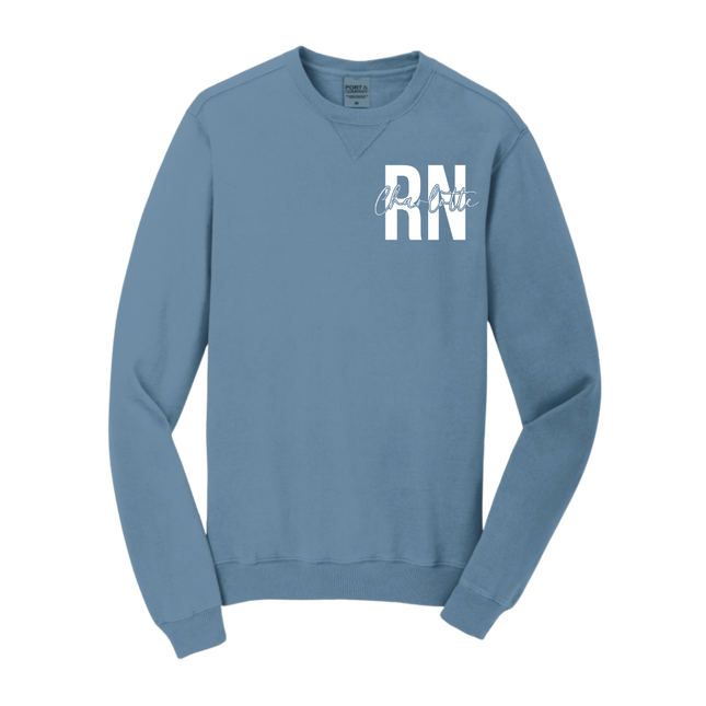 RN with Centered Cursive Name - Port & Company Beach Wash Series