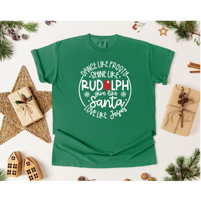 Frosty, Rudolph, Santa, & Jesus - Gildan 5000, Gildan 18000, Comfort Colors 1717, & Comfort Colors 1566