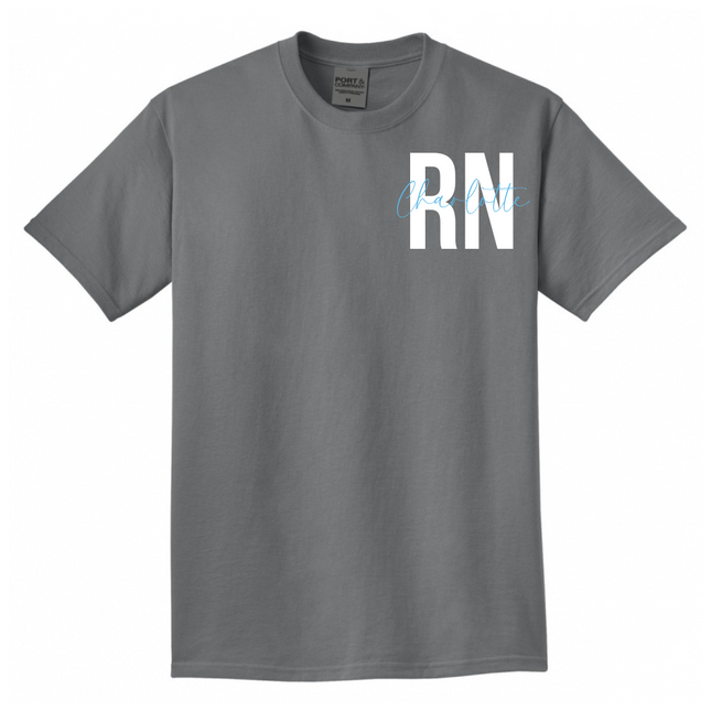 RN with Centered Cursive Name - Port & Company Beach Wash Series
