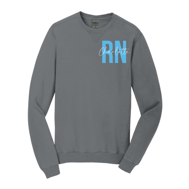 RN with Centered Cursive Name - Port & Company Beach Wash Series