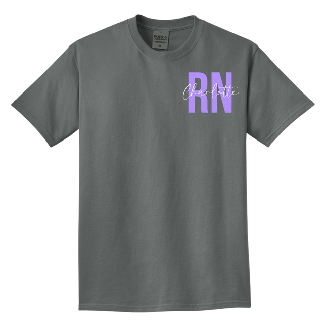 RN with Centered Cursive Name - Port & Company Beach Wash Series