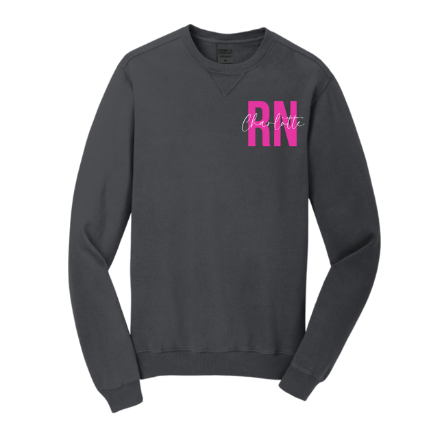 RN with Centered Cursive Name - Port & Company Beach Wash Series