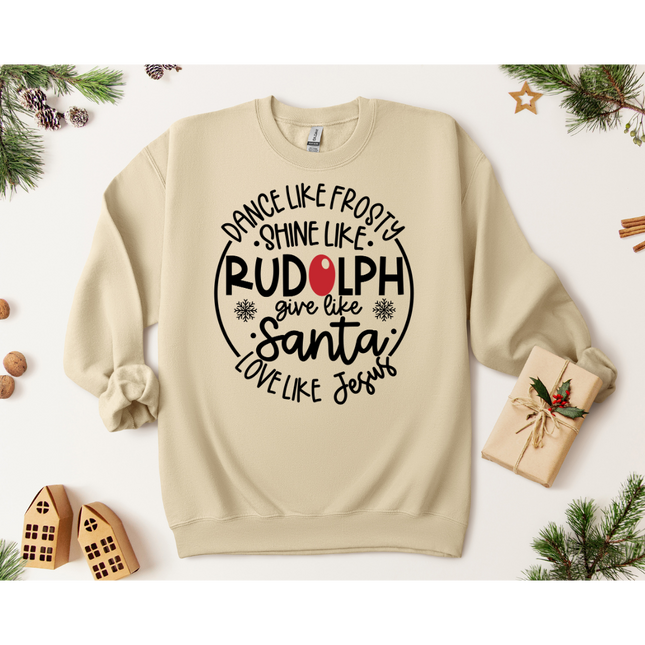 Frosty, Rudolph, Santa, & Jesus - Gildan 5000, Gildan 18000, Comfort Colors 1717, & Comfort Colors 1566
