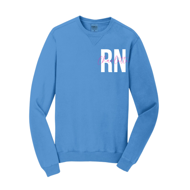 RN with Centered Cursive Name - Port & Company Beach Wash Series