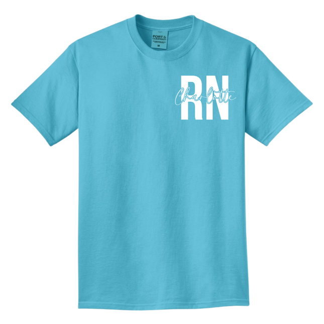 RN with Centered Cursive Name - Port & Company Beach Wash Series