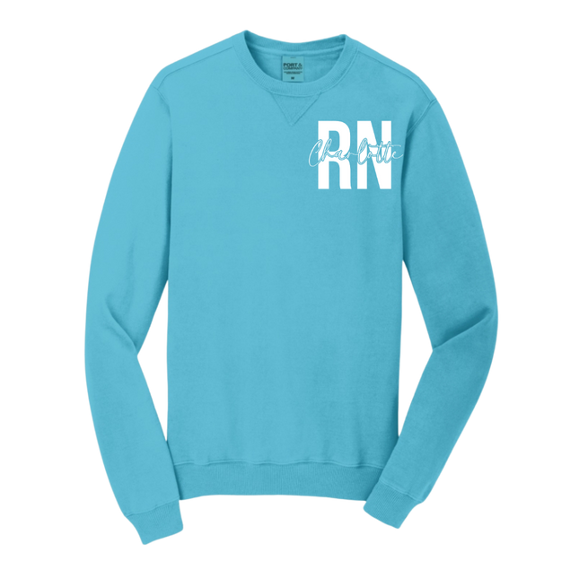 RN with Centered Cursive Name - Port & Company Beach Wash Series
