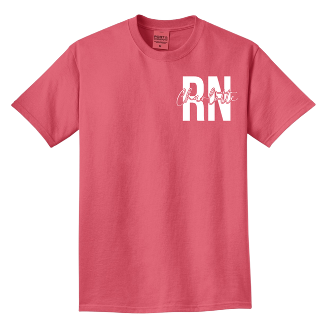 RN with Centered Cursive Name - Port & Company Beach Wash Series