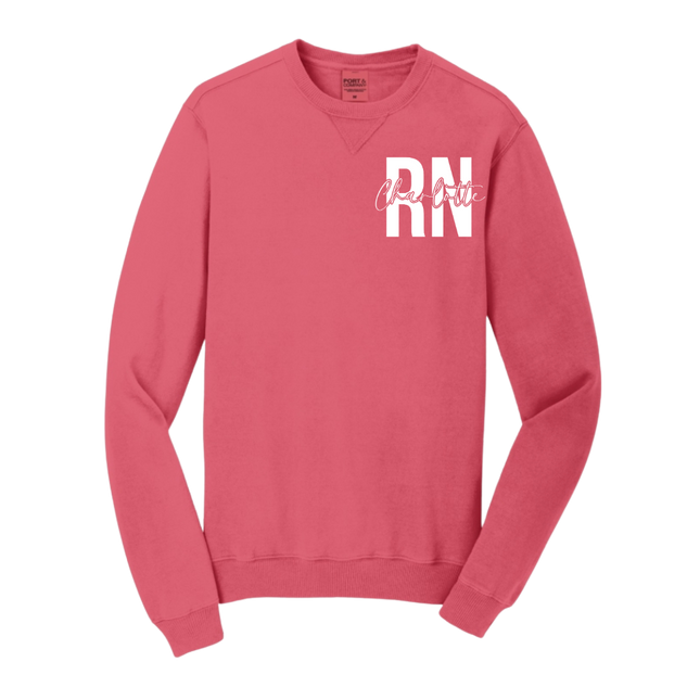 RN with Centered Cursive Name - Port & Company Beach Wash Series