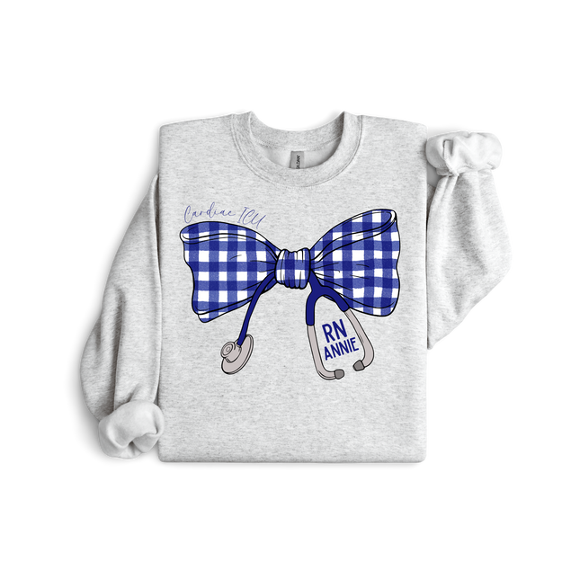 Navy Gingham Stethoscope Bow - Gildan Series