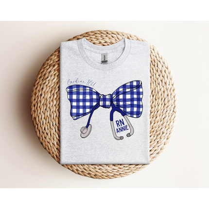 Navy Gingham Stethoscope Bow - Gildan Series