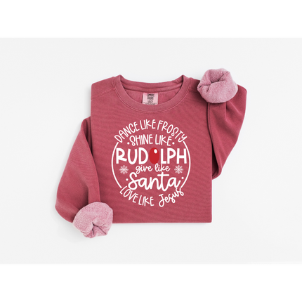 Frosty, Rudolph, Santa, & Jesus - Gildan 5000, Gildan 18000, Comfort Colors 1717, & Comfort Colors 1566