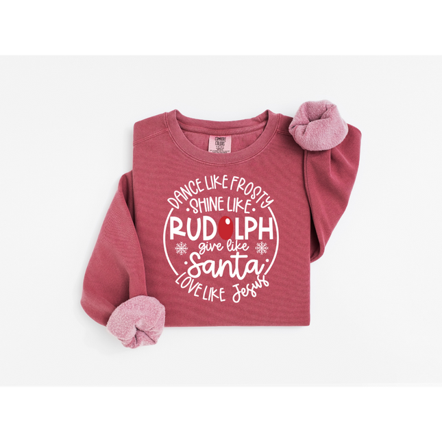 Frosty, Rudolph, Santa, & Jesus - Gildan 5000, Gildan 18000, Comfort Colors 1717, & Comfort Colors 1566