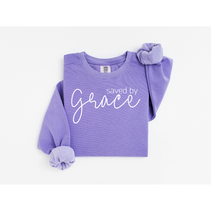Saved by Grace - Comfort Colors 1566 Crewneck Sweatshirt
