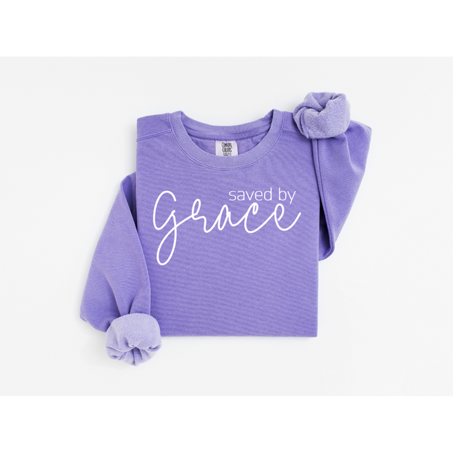 Saved by Grace - Comfort Colors 1566 Crewneck Sweatshirt