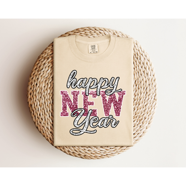 Glitter Happy New Year - Comfort Colors 1717 & Comfort Colors 1566