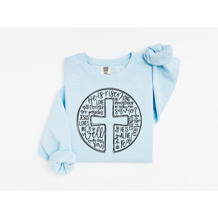Circle Cross Praising Jesus - Comfort Colors 1566 Crewneck Sweatshirt
