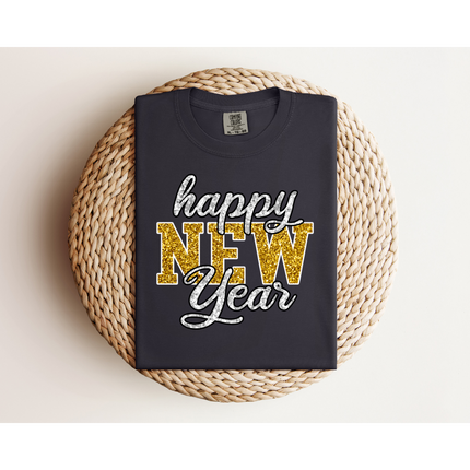 Glitter Happy New Year - Comfort Colors 1717 & Comfort Colors 1566