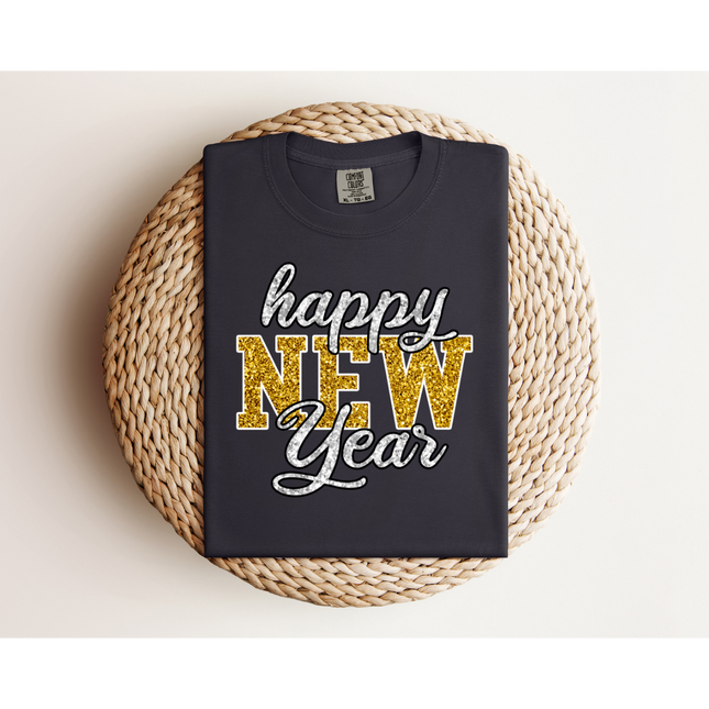 Glitter Happy New Year - Comfort Colors 1717 & Comfort Colors 1566