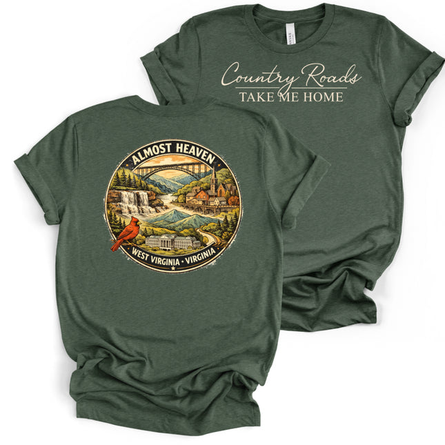 Country Roads  WV -  Bella and Canvas - T-Shirt
