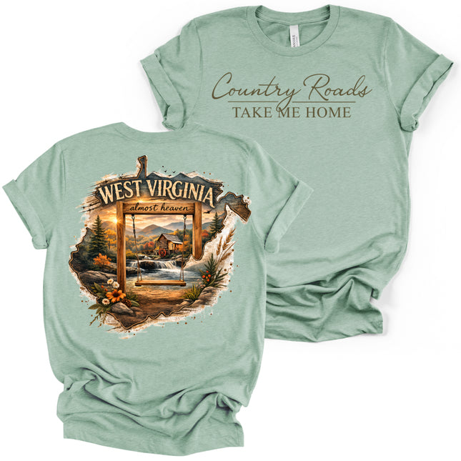 Country Roads  WV -  Bella and Canvas - T-Shirt