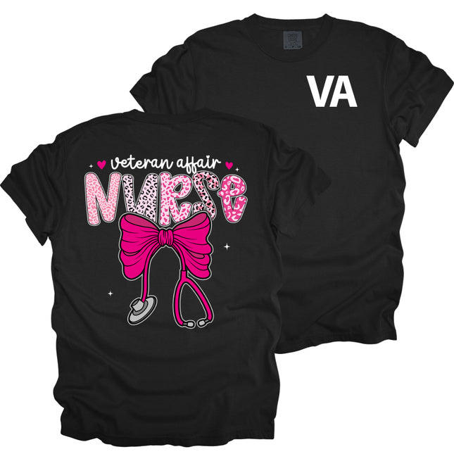Veteran Affairs Pink Leopard Nurse - Comfort Colors T-Shirt