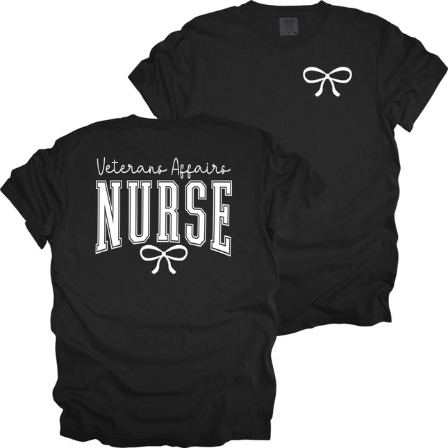 Veterans Affairs Bold Nurse with Bow - Comfort Colors T-Shirt