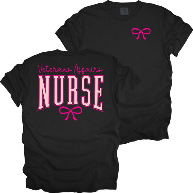Veterans Affairs Bold Nurse with Bow - Comfort Colors T-Shirt