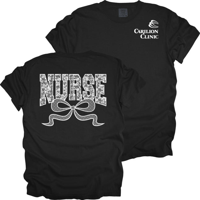 Carilion Clinic Lace Nurse with Bow- Comfort Colors T-Shirt