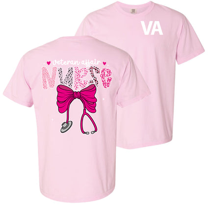 Veteran Affairs Pink Leopard Nurse - Comfort Colors T-Shirt