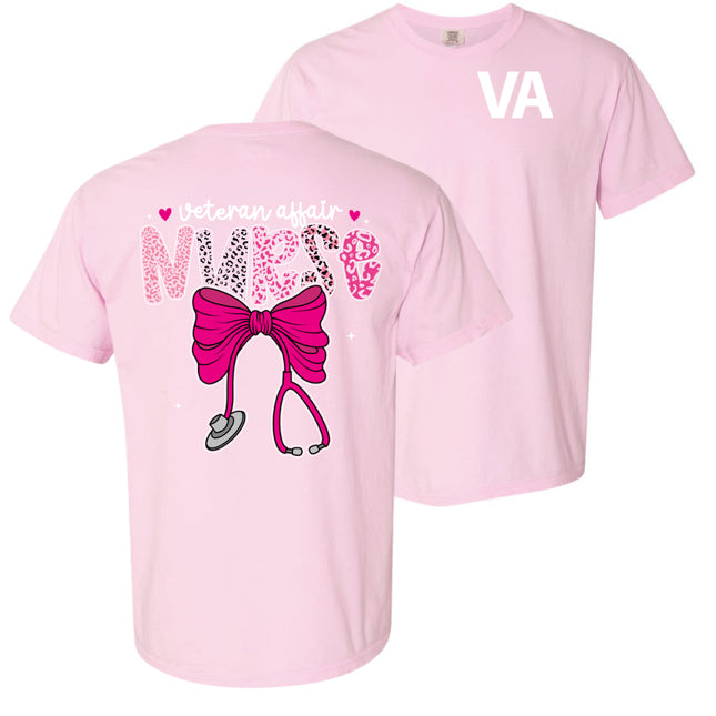 Veteran Affairs Pink Leopard Nurse - Comfort Colors T-Shirt