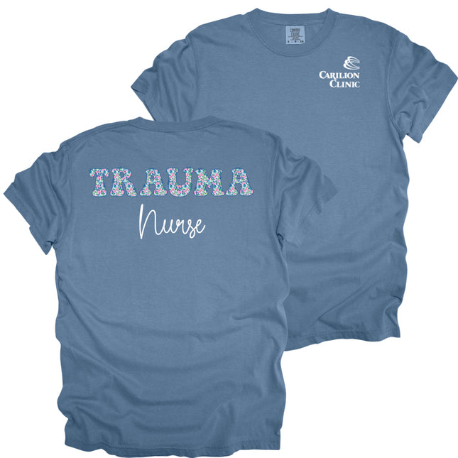 Spring Flowers Nurse with Department- Comfort Colors T-Shirt