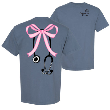 Carilion Clinic Large Pink Bow with Stethoscope - Comfort Colors