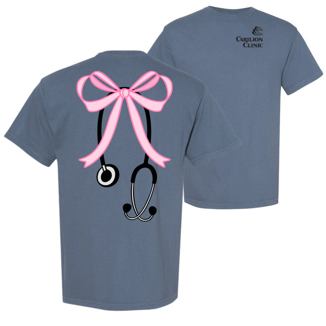 Carilion Clinic Large Pink Bow with Stethoscope - Comfort Colors