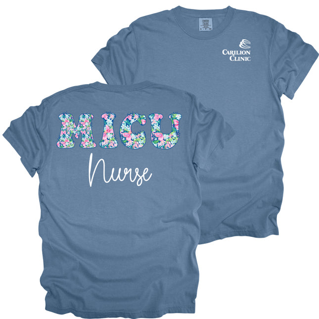 Spring Flowers Nurse with Department- Comfort Colors T-Shirt